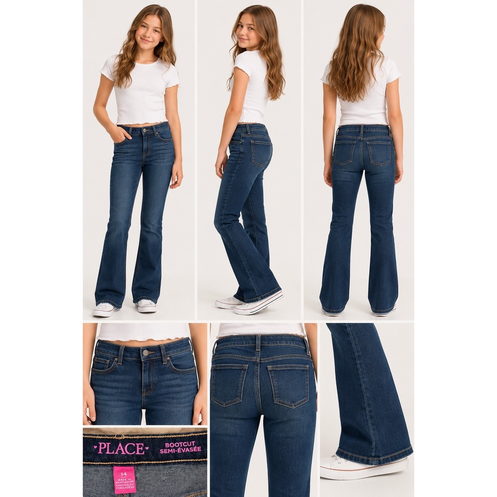 The Children's Place Bootcut Jeans Kids Size 14 Dark Wash Americana Minimalist